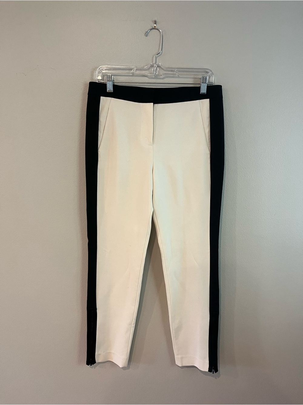 Tibi Black Ivory Colorblock Ankle Zip Pants Size 4